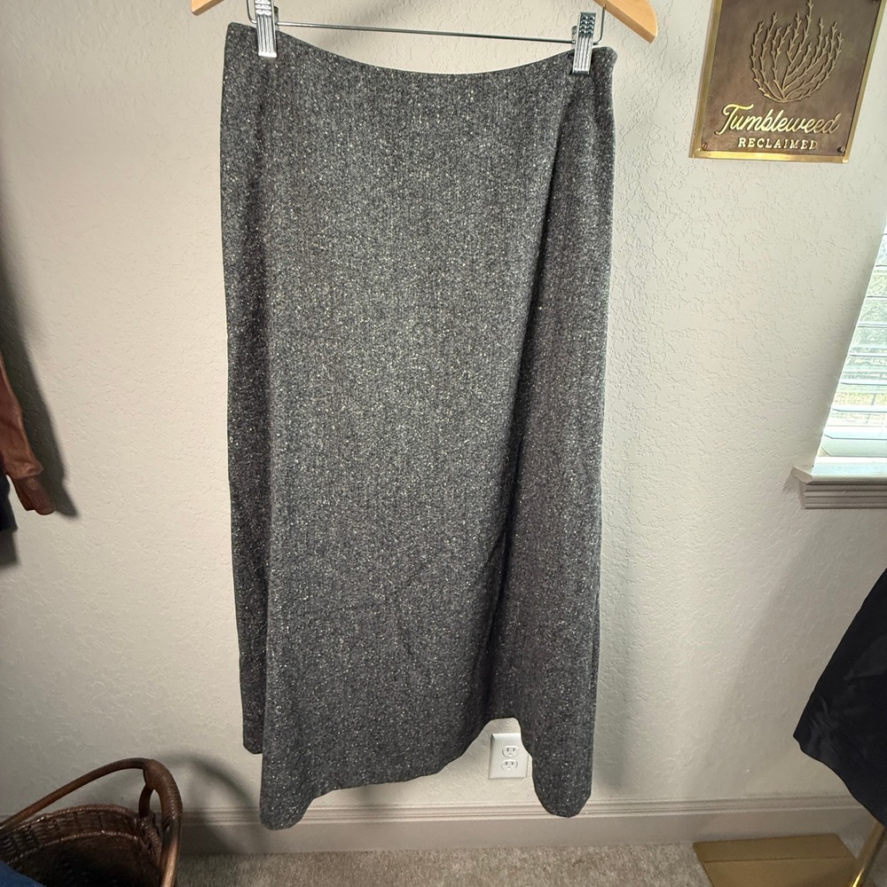 Lauren‎ Ralph Lauren Gray 100% Lambswool Tweed Maxi Skirt Womens 10
